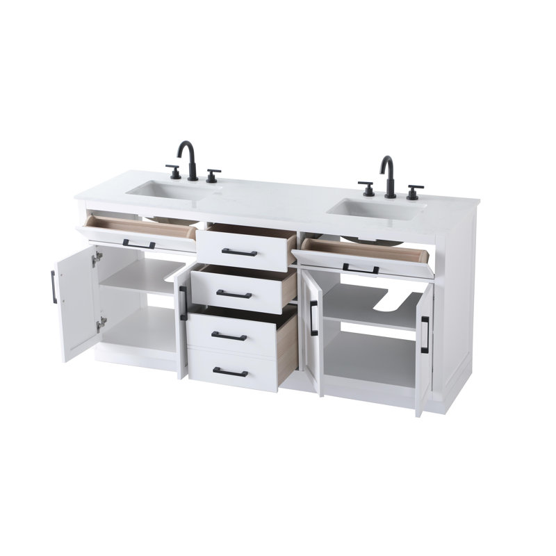 Meuble-lavabo double 72 po Ahner, Blanc