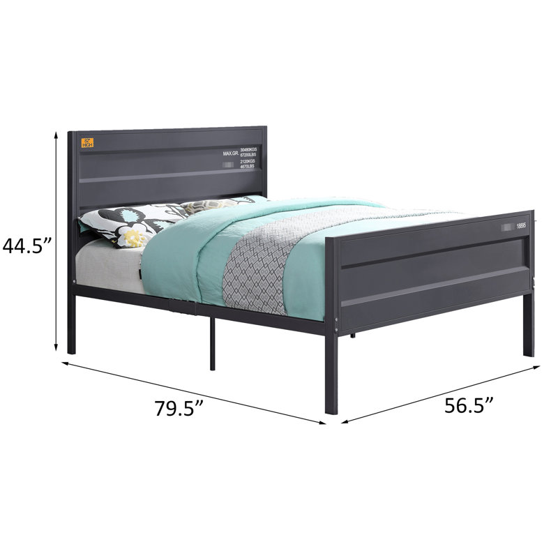 Lit plateforme double en métal de couleur bronze industriel - Conception de chambre à coucher épurée avec panneau de tête de lit moderne et élégant