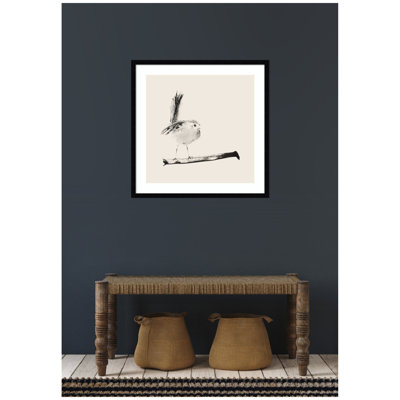 Reproduction d'art encadrée, "Esquissé oiseau sur branche" par Danushka Abeygoda