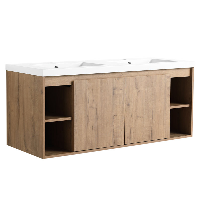 Meuble-lavabo moderne avec lavabo double, fixation murale, lavabo 48 po - Design luxueux