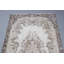 Tapis turc beige Oushak au design rétro idéal pour les salons en laine douce lavable