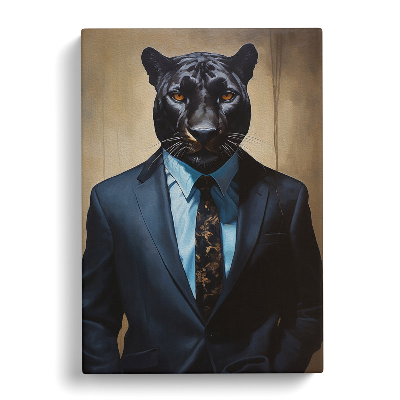 Panther In A Suit Painting No.5 - Wrapped Canvas, 60cm H x 40cm W x 3cm D