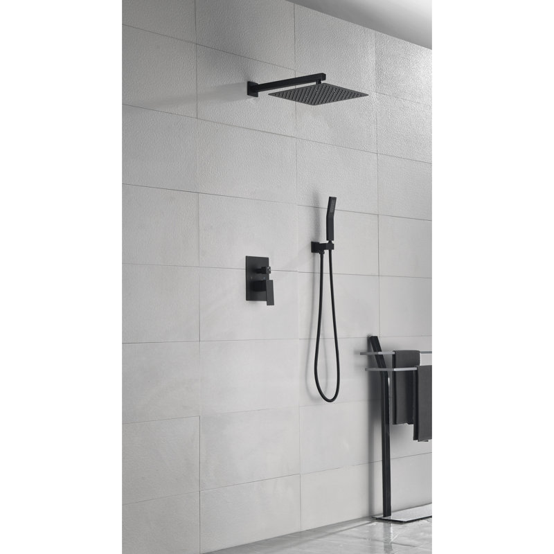 Pomme de douche murale 12 po - pluie naturelle, buse autonettoyante, finition forte et finition laiton, bec, rouille