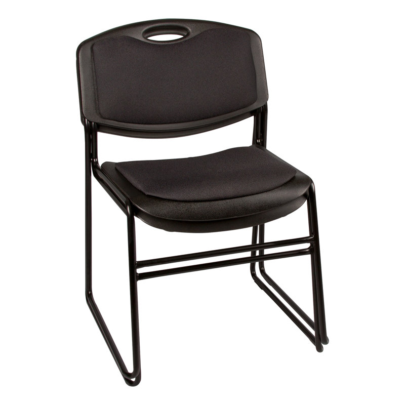 Chaise empilable en plastique robuste avec dossier profilé, Noir, Noir