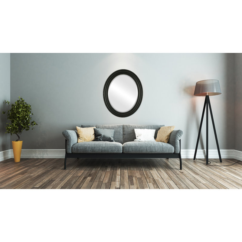 Workington Oval Mirror, 23" H x 19" W, Matte Black