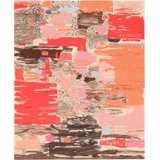 Scandinavian One-of-a-Kind 5'7" X 8'9" 1900s Silk Area Rug in Pink