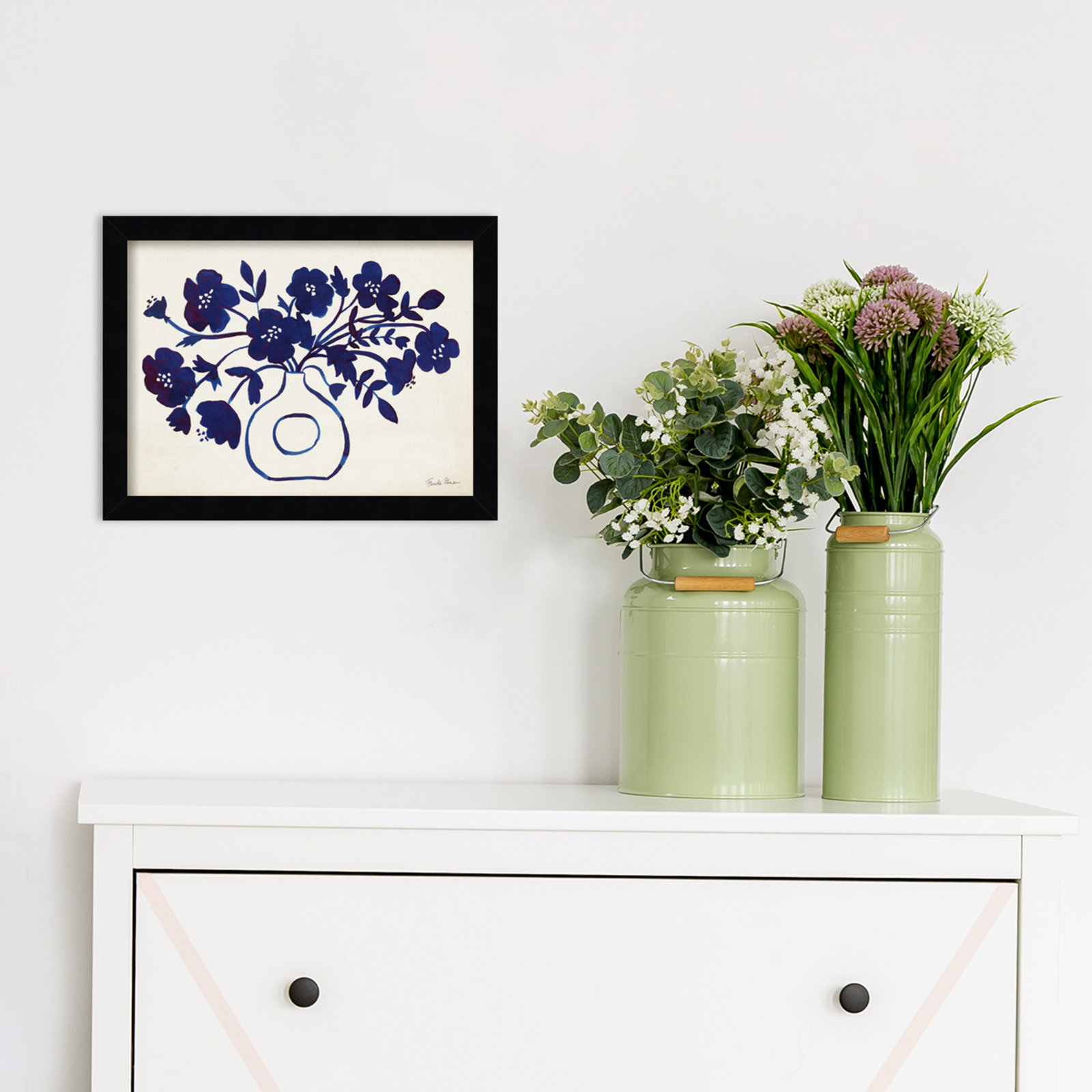 Modern Blue by Farida Zaman, 10" H x 13" W x 1" D, Black