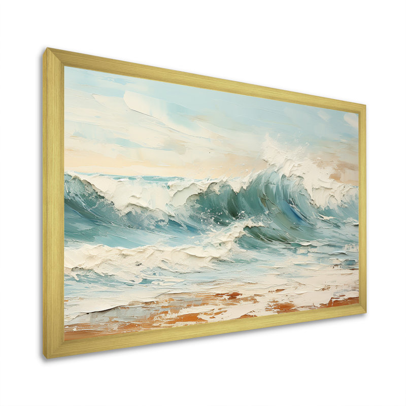 Mute Color Wave Wave Horizon I - plage et océan, art mural sur toile, Cadre doré simple, H 30 po x l 40 po x P 1,5 po