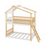 Lit superposé simple au-dessus d'un lit simple en bois avec toit