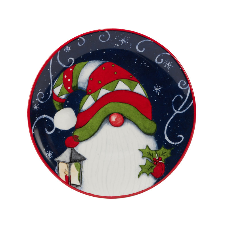 Holiday Magic Gnomes Set Of 4 Canape Plate