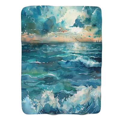 Colorful Sea Life Art - couverture en sherpa de qualité supérieure 1 pièce