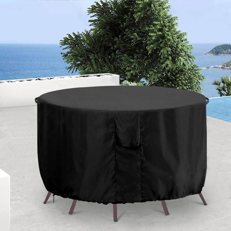Patio Round Table and Chair Set Cover, Heavy-duty Outdoor Furniture Cover, Patio Furniture Set Cover, Black
