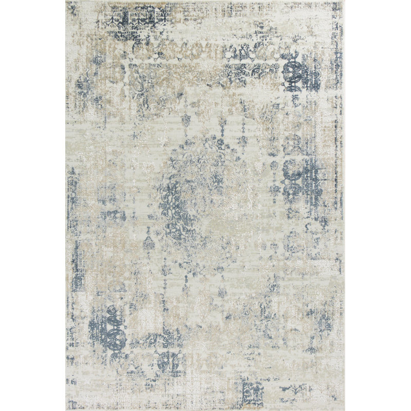Tapis ikat ivoire / beige / gris Arellano, Rectangle 3 pi 3 po x 4 pi 11 po