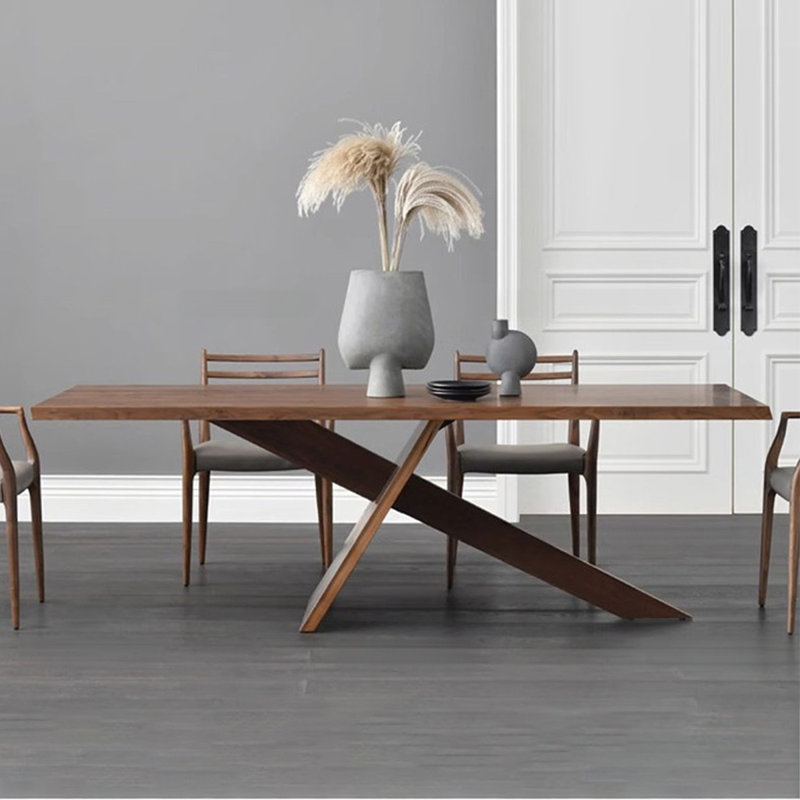 Brown Rectangular Solid Wood Dining Table, 29.53"H×55.12"L×27.56"W