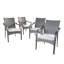 Chaise d'extérieur empilable en rotin PE avec structure en fer et coussins (ensemble de 4), osier gris