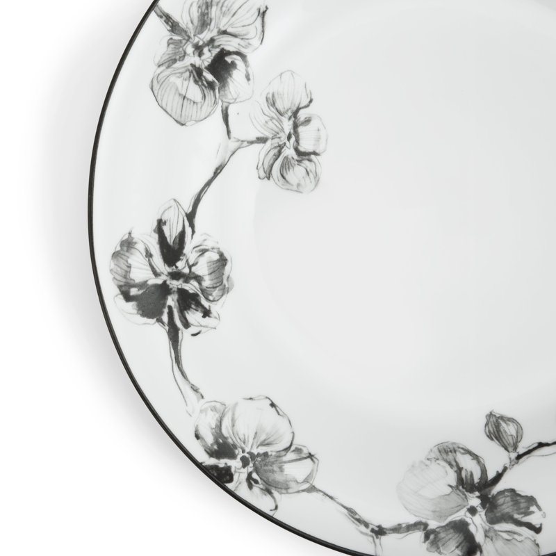 Black Orchid Handmade Porcelain Dinner Plate