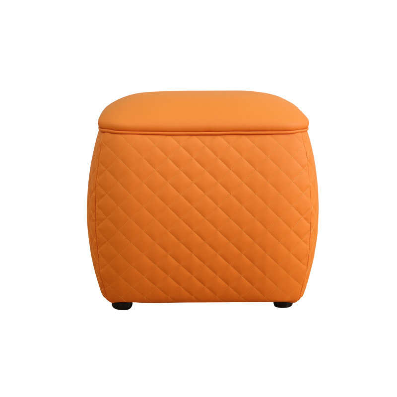 Tabouret bas de salon en cuir Cat-Scratch, Orange