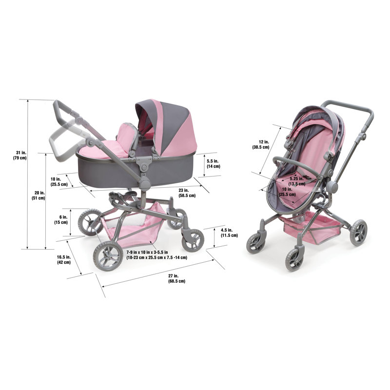 Daydream Multi-Function Single Doll Pram and Stroller