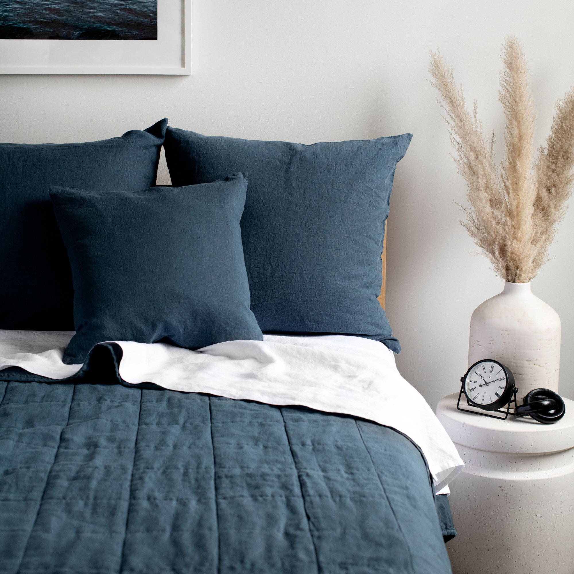 100% French Linen Pillow Sham, Baltic, Square 20"