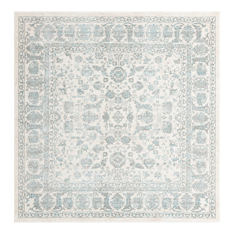 Tapis oriental en polypropylène tissé à la machine en beige / gris Uptown, Rectangle 9 pi x 12 pi