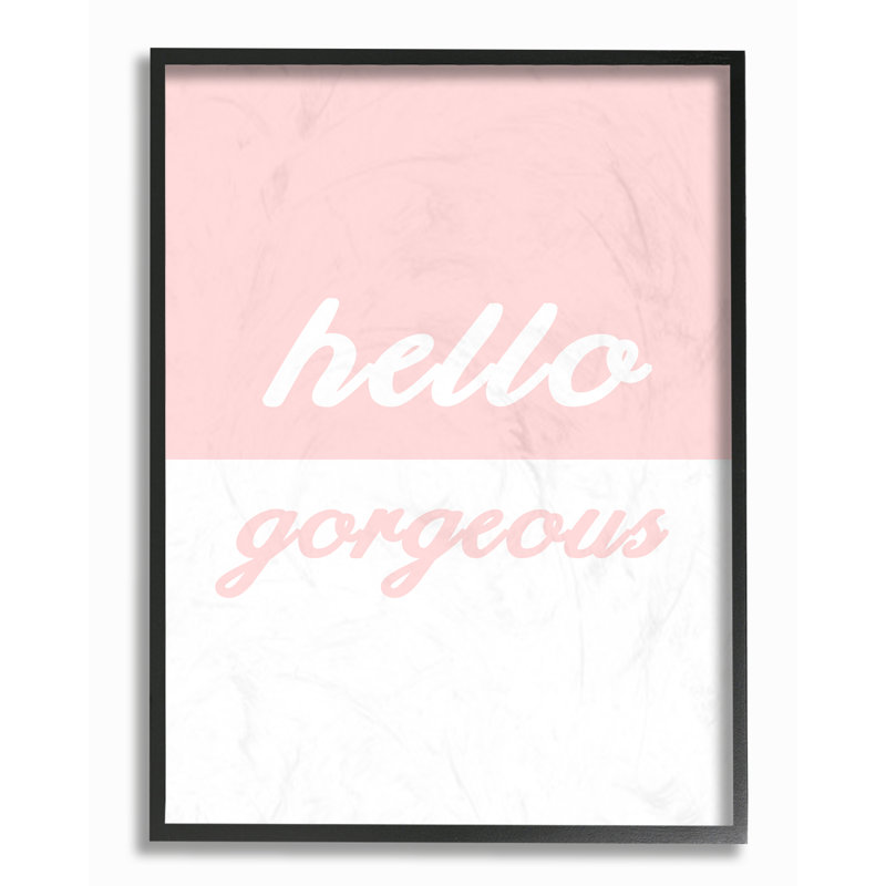 « hello superbe », art textuel très grand rose, Plaque murale, H 15 po x l 10 po x P 0,5 po