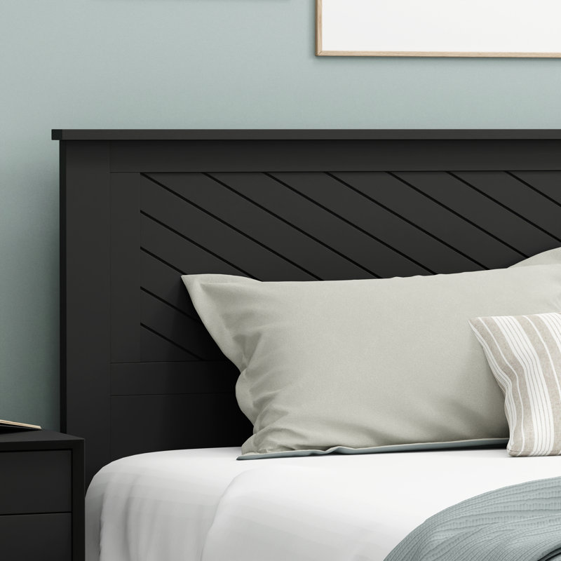 Breigh Wood Headboard With Chamfer, King, Black
