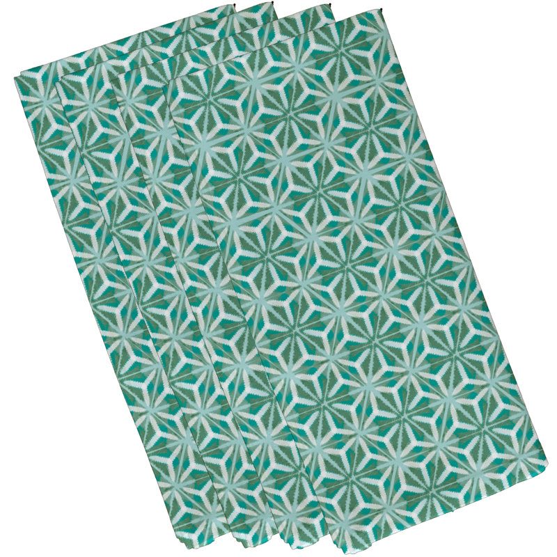 Daedrian Polyester Geometric Square Napkin, Aqua, 18" W x 18" L, Geometric 1 