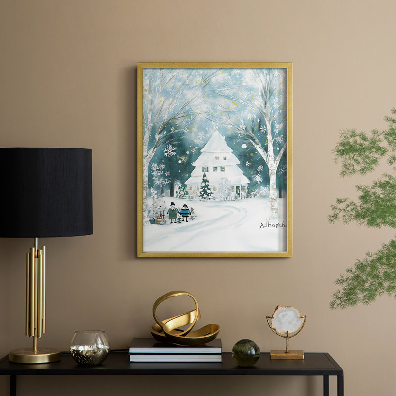 «Christmas Holiday Art DCCDXL», reproduction d'art encadrée - bois massif, H 11 po x l 9 po, Doré