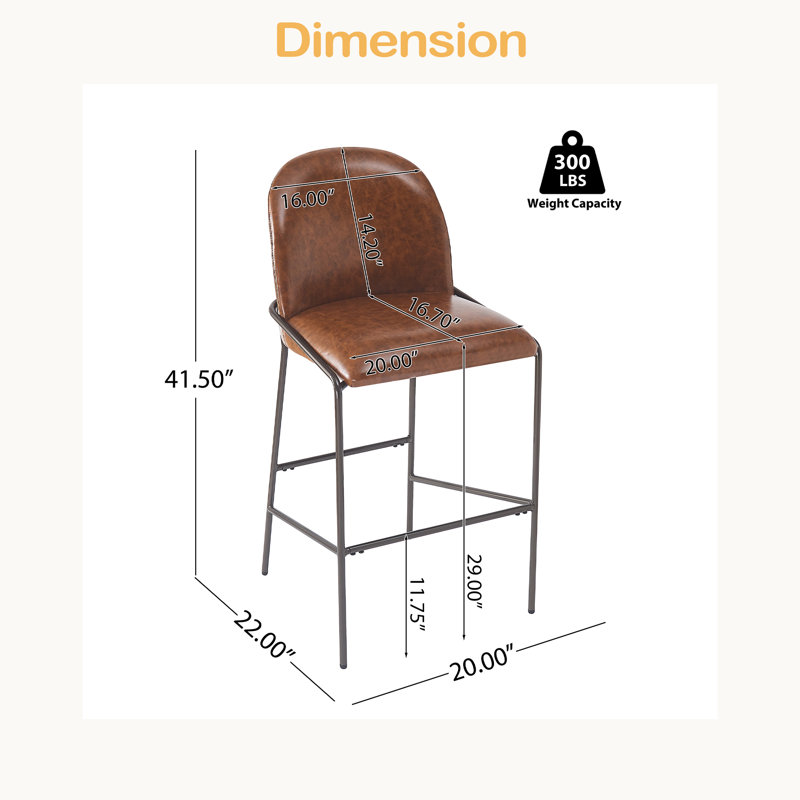 Tabouret de bar intérieur en métal, ensemble de 2