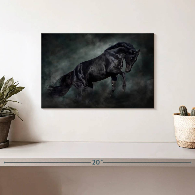 Brampt Prancing Black Horse, 8" H x 12" W