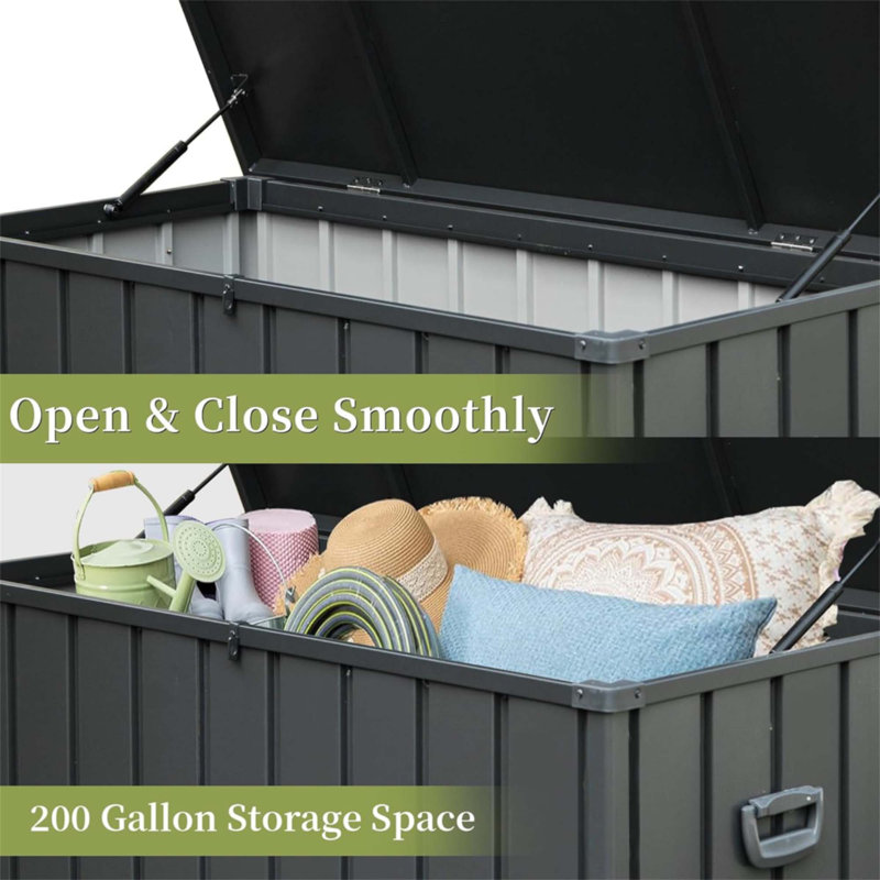 Boîte de rangement pour l'extérieur 200 gallons, Gris, 33.1" H x 54.3" W x 29.2" D