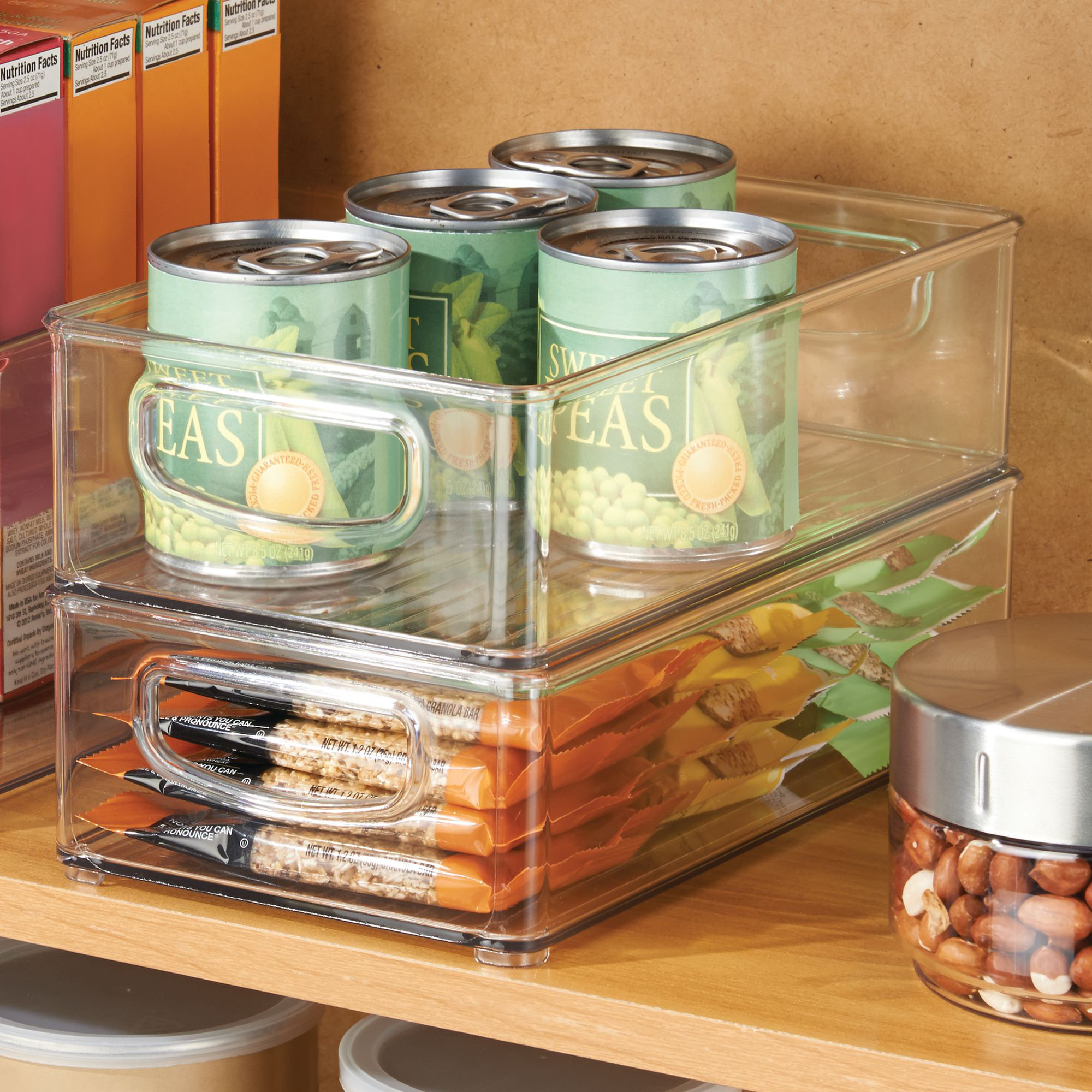 iDesign Plastic Storage Organizer Bin with Handles for Kitchen, 3 Pack