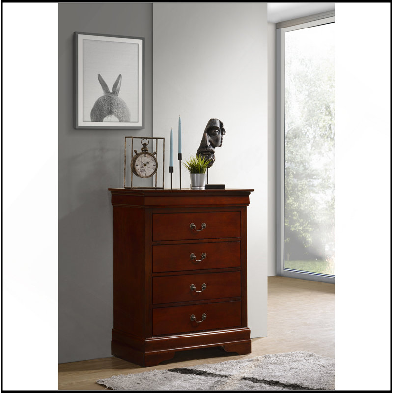 Commode 4 tiroirs Louis Phillipe, cerise, Cerisier