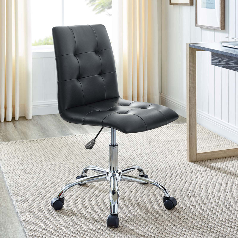 Modway Prim Armless Mid Back Office Chair, Black