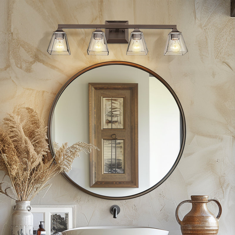 Éclairage pour meuble-lavabo à 4 lumières à intensité variable Larocca, Bronze huilé