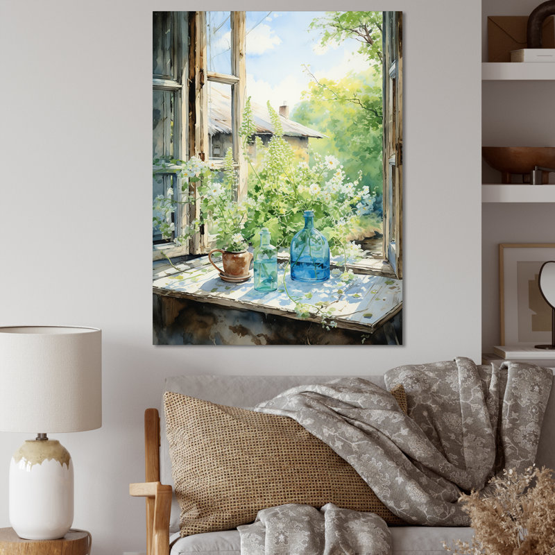 Art mural sur toile vert et bleu campagne avec charme I, H 32 po x l 24 po x P 1 po, Toile tendue