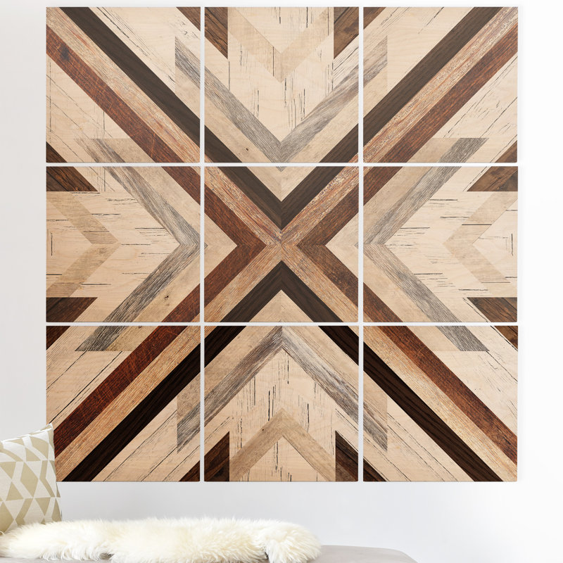 «Geo Wood 1» par Iveta Abolina, ensemble de 9 impressions sur bois, H 60 po x l 60 po x P 0,5 po