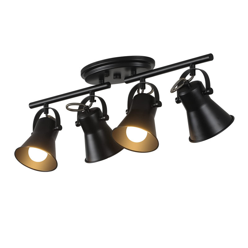 4-Light Track Lighting Kit, Directional Ceiling Light, Industrial Black Kitchen Track Lighting Fixtures Ceiling