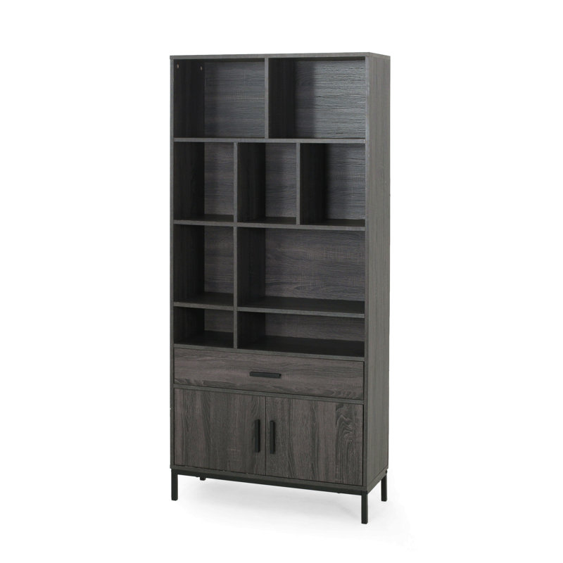 Cube Unit Bookcase, Grey+Oak