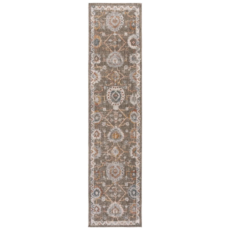 Vintage Rosewood 500 Performance Floral Indoor Rug, Runner 2' x 8'