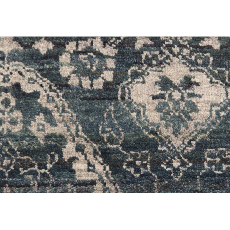 Geometric Area Rug in Teal Blue/Gray