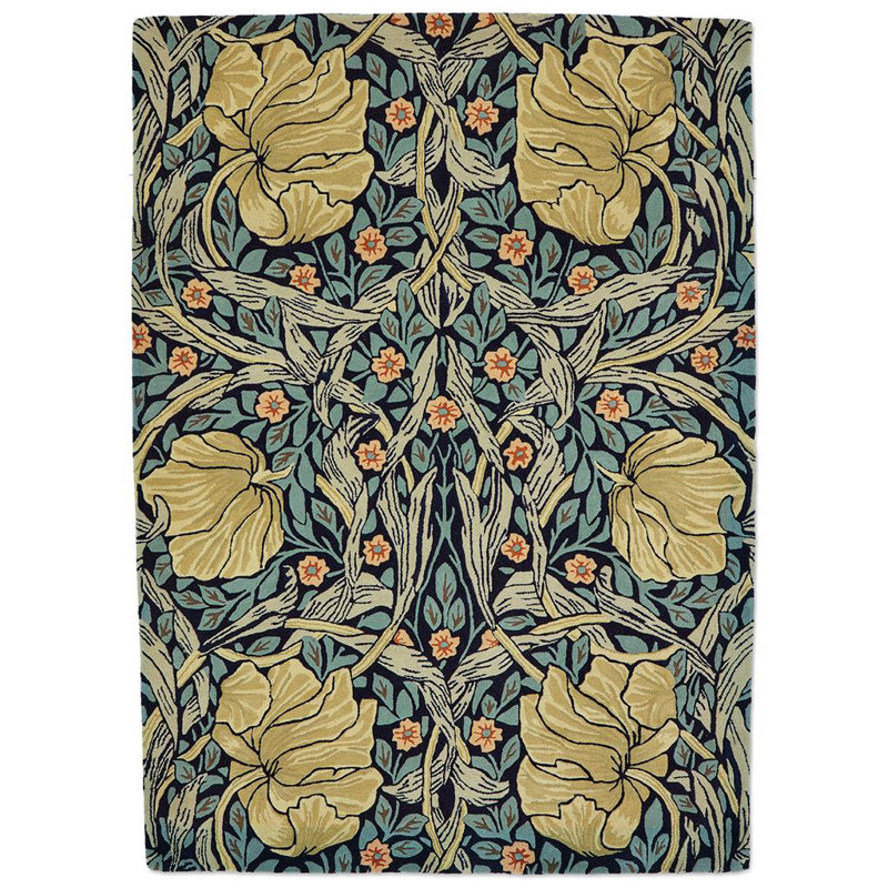 Hand Tufted Wool Floral Area Rug, Rectangle 6'7" x 9'2"