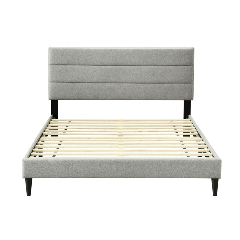 Lit de chargement en tissu gris dans une boîte - très grande tête de lit