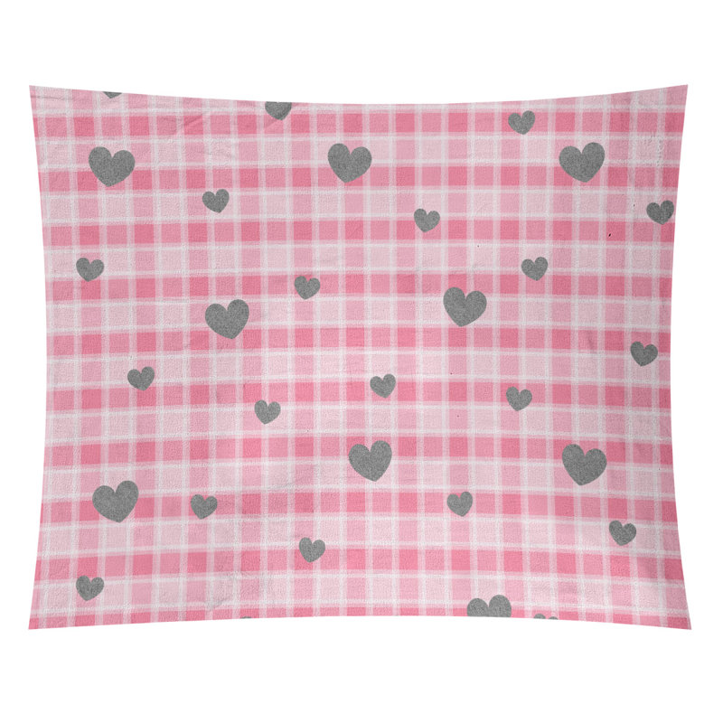 Tapisserie à motif écossais noël fêtes de noël en polyester, H 88 po x l 104 po, Rose / argenté