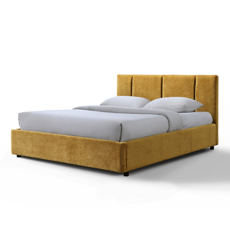 Lit plateforme tapissier Condit, Grand, Doré
