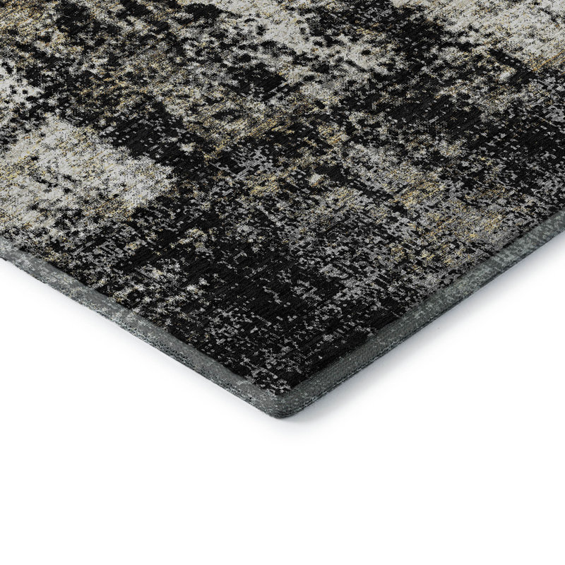 Tapis noir Prisco lavable à la machine de qualité supérieure, Tapis de couloir 2 pi 3 po x 7 pi 6 po