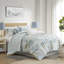 Édredon bleu 6 pièces avec coussin décoratif - literie à imprimé tropical pour une chambre à coucher bord de mer, lavable à la machine surdimensionné dans un sanctuaire rafraîchissant