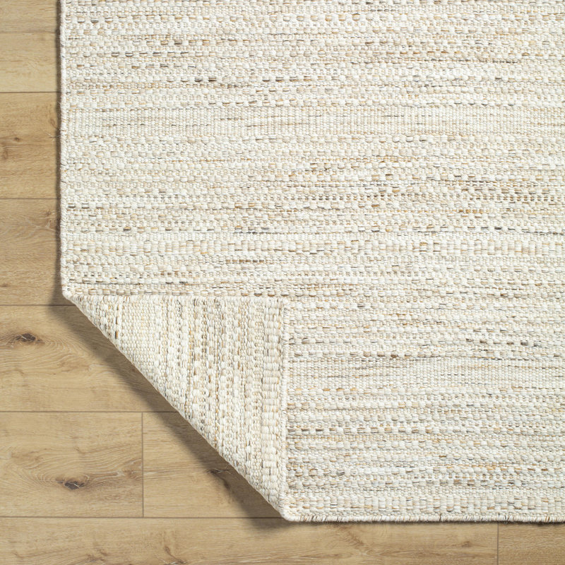 Handwoven Beige Wool Rectangular Area Rug 5' x 7'6"