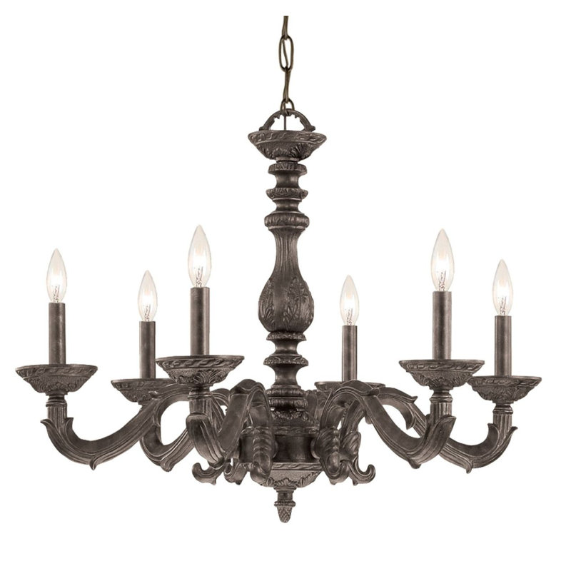 Lustre classique à 6 lumières de style bougie Abagail, Bronze vénitien