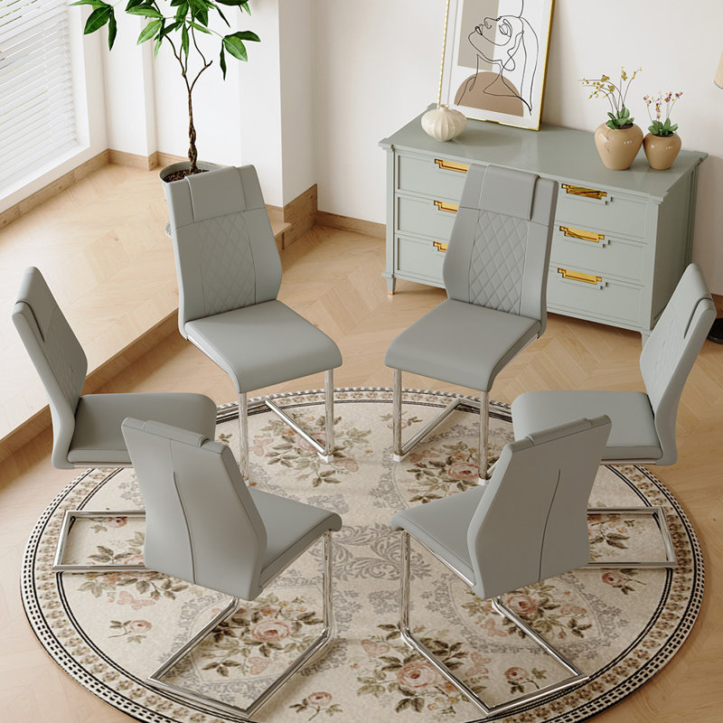 Chaises de salle à manger modernes, Argent, Gris clair, 6